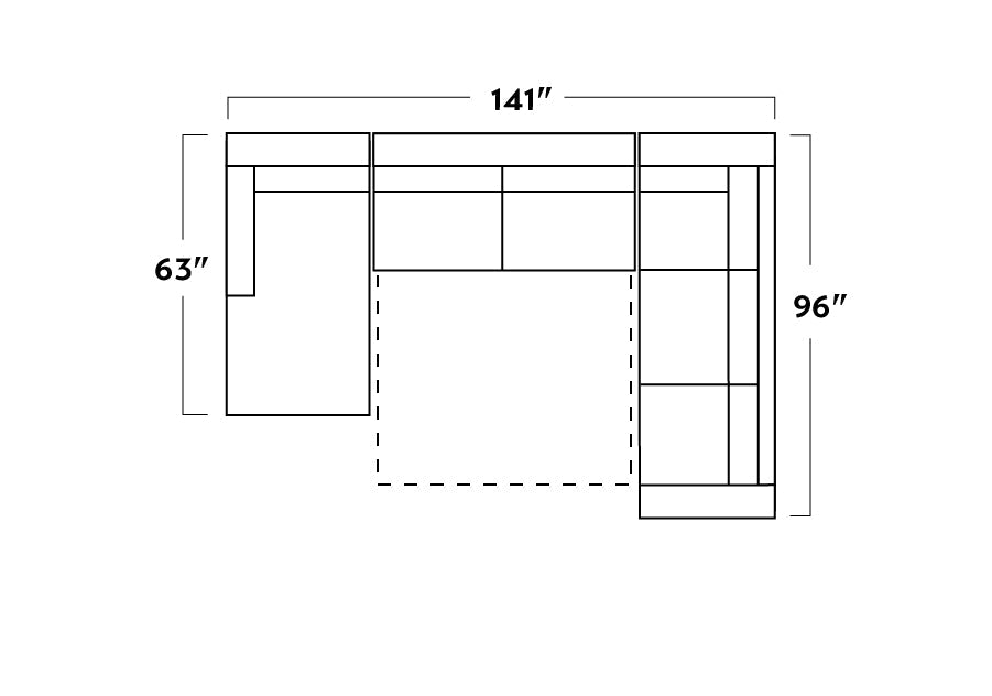 Track 141" Corner Sectionals W. Full Sleeper & Left Chaise -