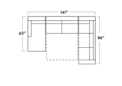 Track 141" Corner Sectionals W. Full Sleeper & Left Chaise -