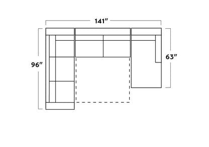 Track 141" Corner Sectionals W. Full Sleeper & Right Chaise - Alley Pepper