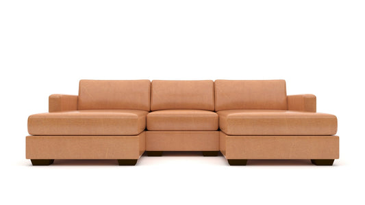 Track 103" Leather Double Chaise With Armless Chair - HUDSON LAGER