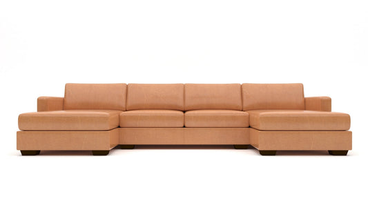 Track 141" Leather Double Chaise With Armless Loveseat - HUDSON LAGER