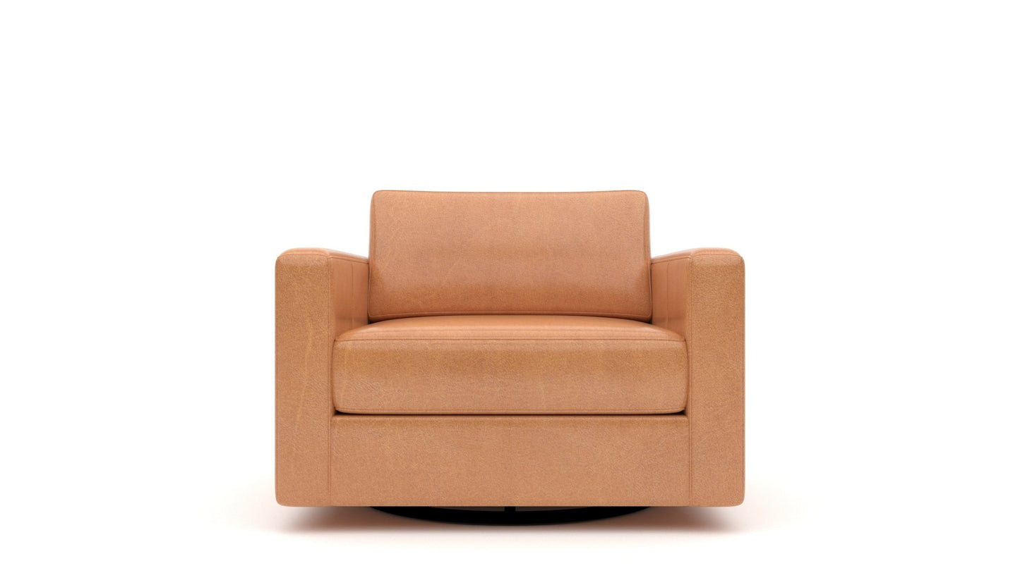 Track Leather Swivel Arm Chair