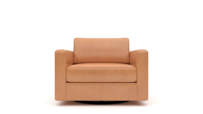 Track Leather Swivel Arm Chair