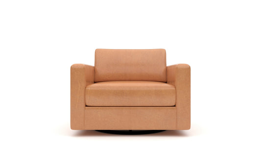 Track Leather Swivel Arm Chair