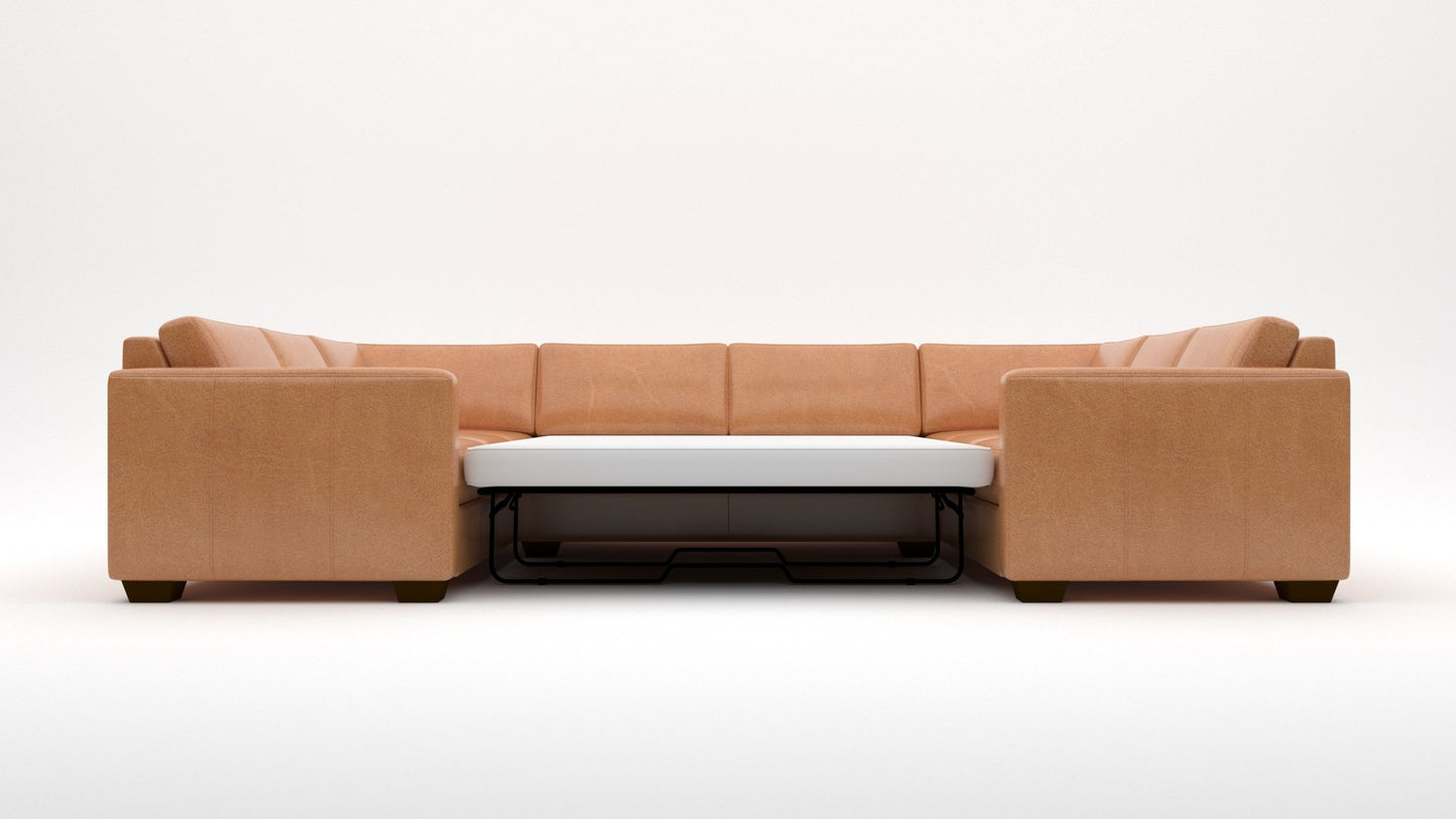 Track Leather Corner Sofa Sleeper U Sectional