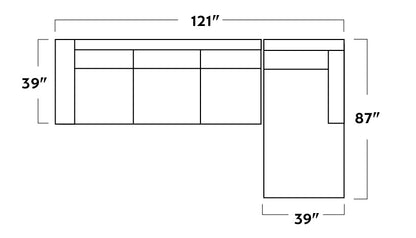 Track 121" Right Chaise Sectional - Alley Pepper