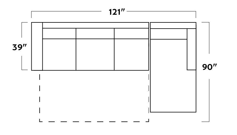 Track 121" Right Chaise Sleeper Sectional Quick Ship -