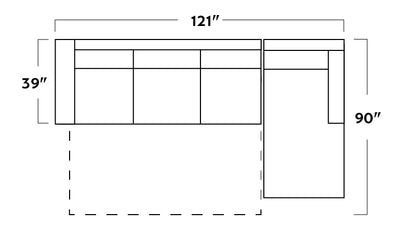 Track 121" Right Chaise Sleeper Sectional Quick Ship -