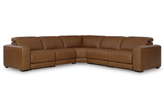 Rylee 5 Piece Leather Reclining Sectional -