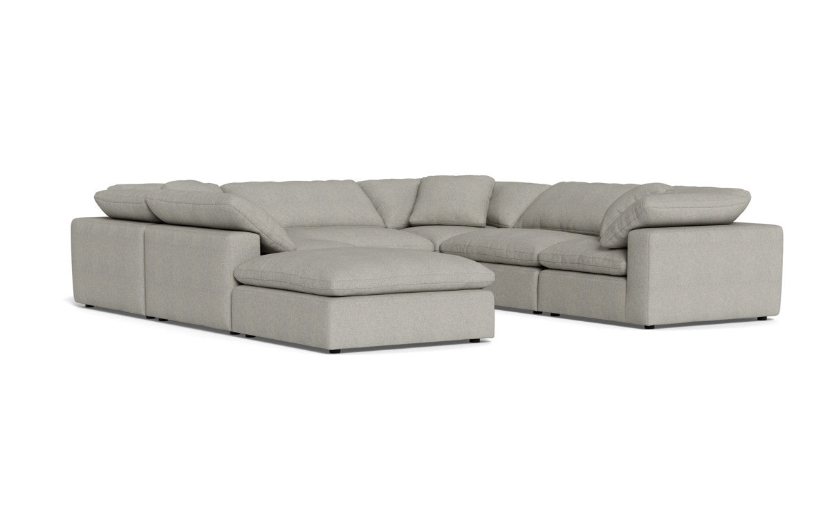 Fluffy 6 Piece Sectional W/Ottoman - Villa Ivory