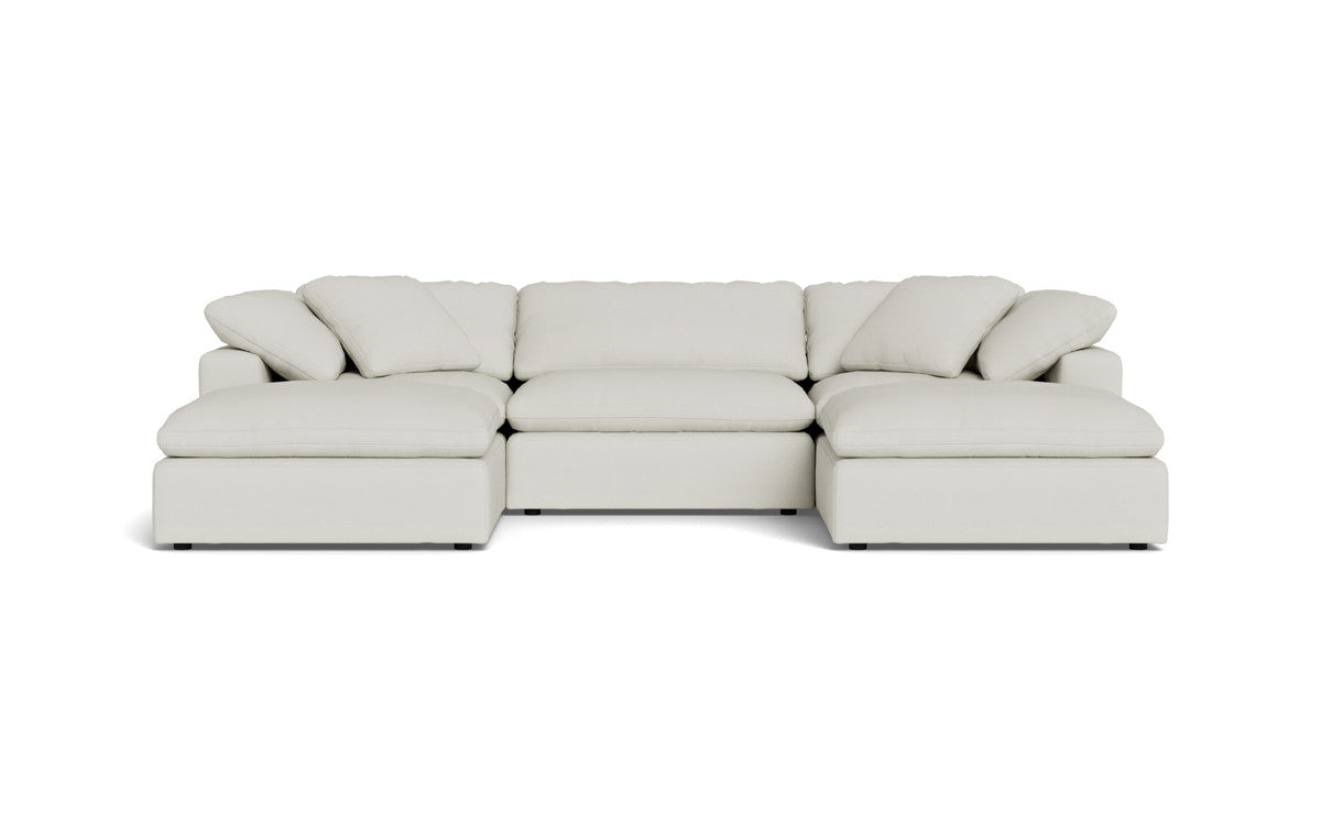 Fluffy 3 Piece Sofa W/Double Ottoman - Villa Ivory