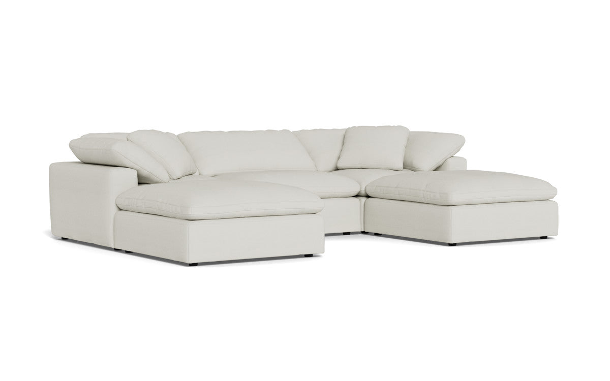 Fluffy 3 Piece Sofa W/Double Ottoman - Villa Ivory