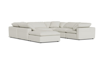 Fluffy 6 Piece Sectional W/Ottoman - Villa Ivory