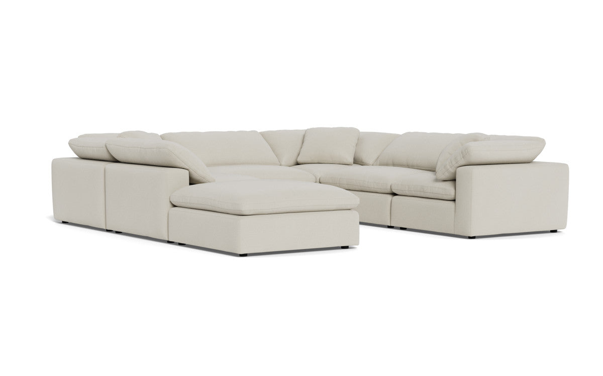 Fluffy 6 Piece Sectional W/Ottoman - Villa Platinum