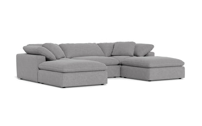 Fluffy 3 Piece Sofa W/Double Ottoman - Villa Platinum