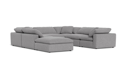 Fluffy 6 Piece Sectional W/Ottoman - Villa Platinum