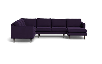 Wallace 131" Untufted Corner Sectionals w. Right Chaise - Superb Amethyst