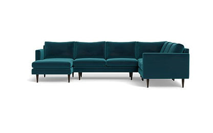 Wallace 131" Untufted Corner Sectionals w. Left Chaise - Superb Peacock