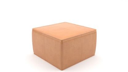 Wade 30" Leather Square Ottoman - Hudson Lager