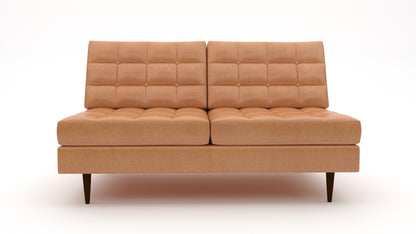 Wallace Leather Armless Loveseat - Hudson Lager