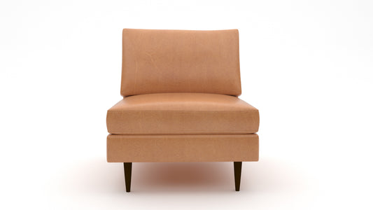 Wallace Leather Untufted Armless Chair - HUDSON LAGER