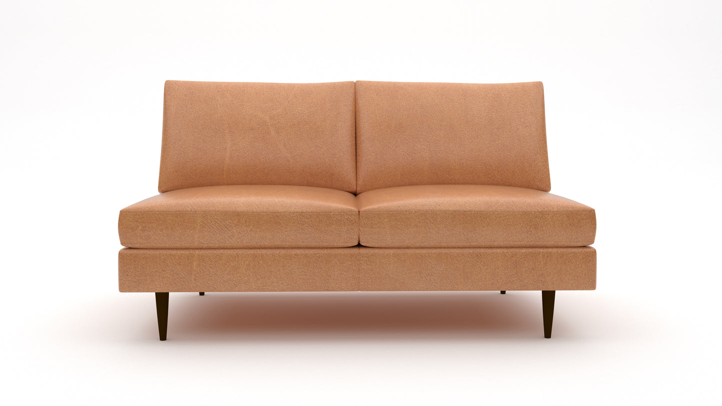 Wallace Leather Untufted Armless Loveseat