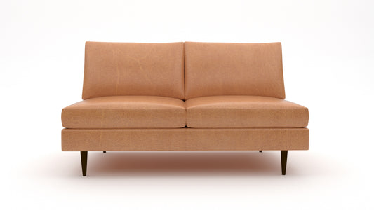 Wallace Leather Untufted Armless Loveseat