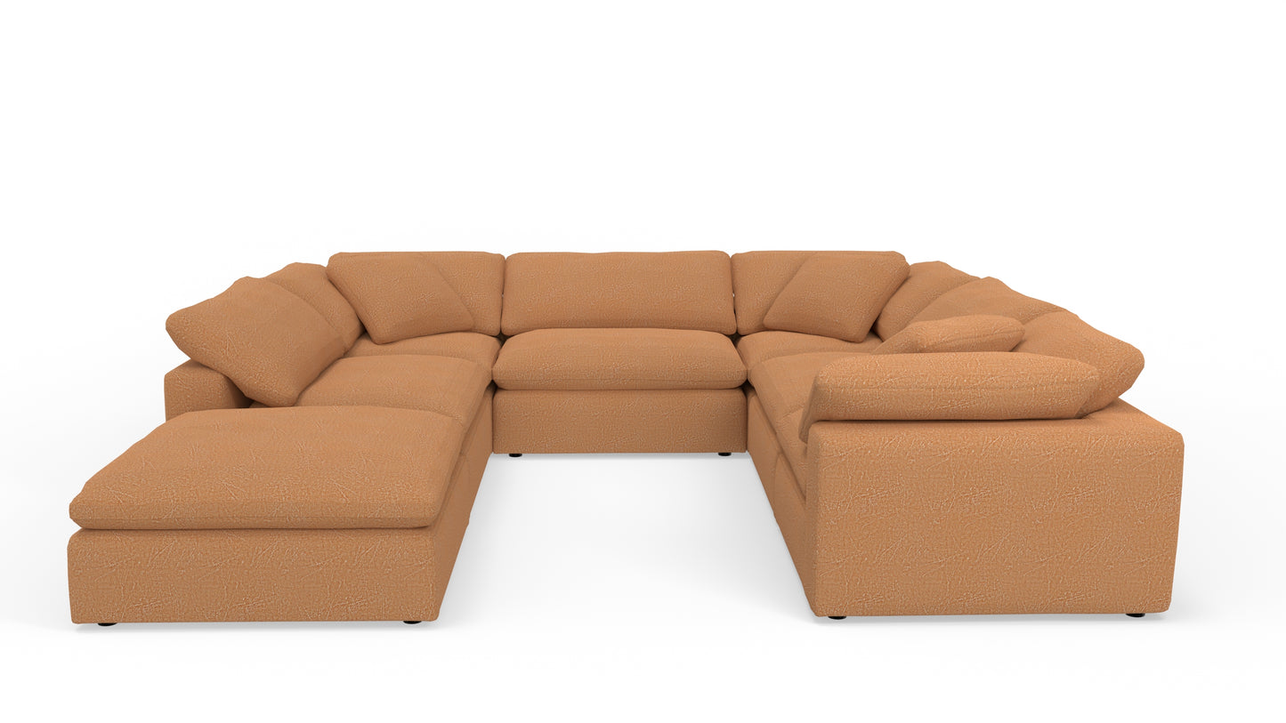 Fluffy 133.5" 6 Piece Sectional W/Ottoman - Nepal Clay