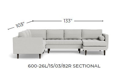 Ladybird 133" Leather Corner Sectionals w. Right Chaise -