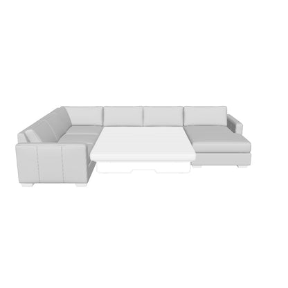 Track 141" Leather Corner Sectionals W. Full Sleeper & Right Chaise