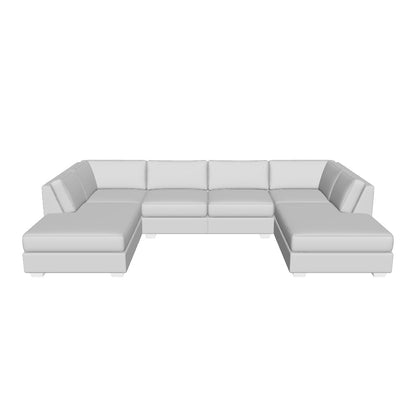 Track 141" Leather Double Chaise With Armless Loveseat