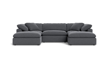 Fluffy 3 Piece Sofa W/Double Ottoman - Bennett Charcoal