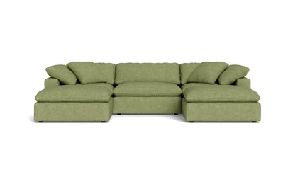 Fluffy 3 Piece Sofa W/Double Ottoman - ELLIOT CELADON