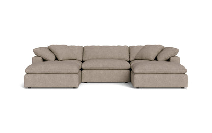 Fluffy 3 Piece Sofa W/Double Ottoman - ELLIOT PEBBLE