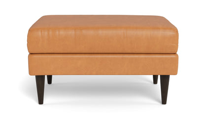 Wallace Leather Untufted Ottoman - HUDSON LAGER