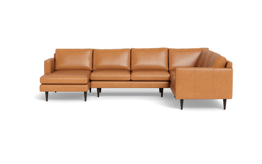 Wallace 131" Leather Untufted Corner Sectionals w. Left Chaise -