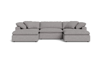 Fluffy 3 Piece Sofa W/Double Ottoman - Merit Graystone