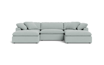 Fluffy 3 Piece Sofa W/Double Ottoman - Peyton Light Blue