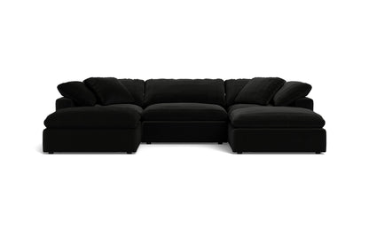 Fluffy 3 Piece Sofa W/Double Ottoman - SUPERB GUNMETAL