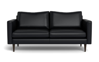 Wallace 74" Leather Untufted Apartment Sofa - TRIBECA BLACK