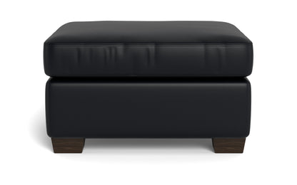 Track Leather Ottoman - TRIBECA BLACK