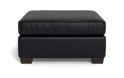 Track Leather Cocktail Ottoman - TRIBECA BLACK