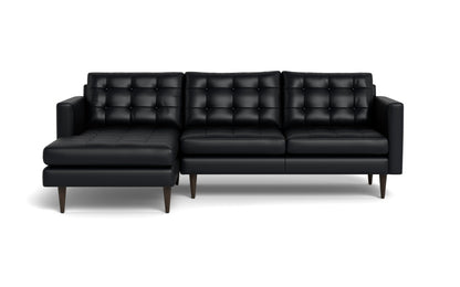 Wallace 98" Leather Left Chaise Sectional - TRIBECA BLACK