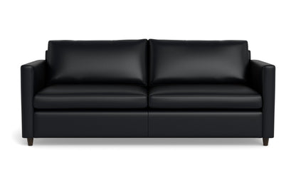 Wallace Leather Untufted 74" Queen Sleeper Sofa - TRIBECA BLACK