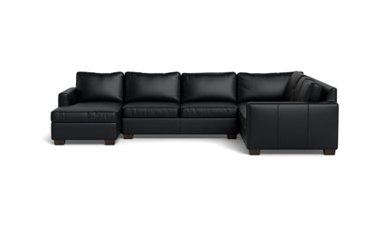 Track 141" Leather Corner Sectionals w. Left Chaise - TRIBECA BLACK