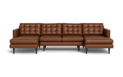 Wallace 126" Leather Double Chaise U Sectional - TRIBECA CHESTNUT