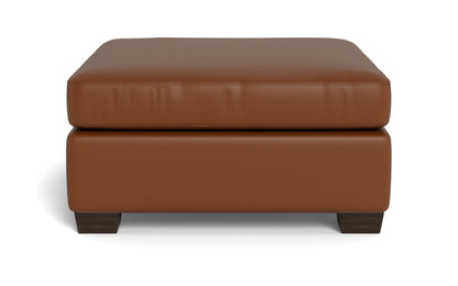 Track Leather Cocktail Ottoman - TRIBECA CHESTNUT