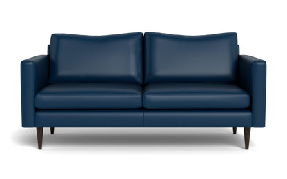 Wallace 74" Leather Untufted Apartment Sofa - TRIBECA COBALT