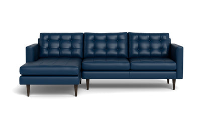 Wallace 98" Leather Left Chaise Sectional - TRIBECA COBALT