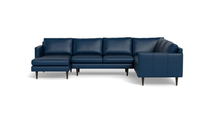 Wallace 131" Leather Untufted Corner Sectionals w. Left Chaise - TRIBECA COBALT